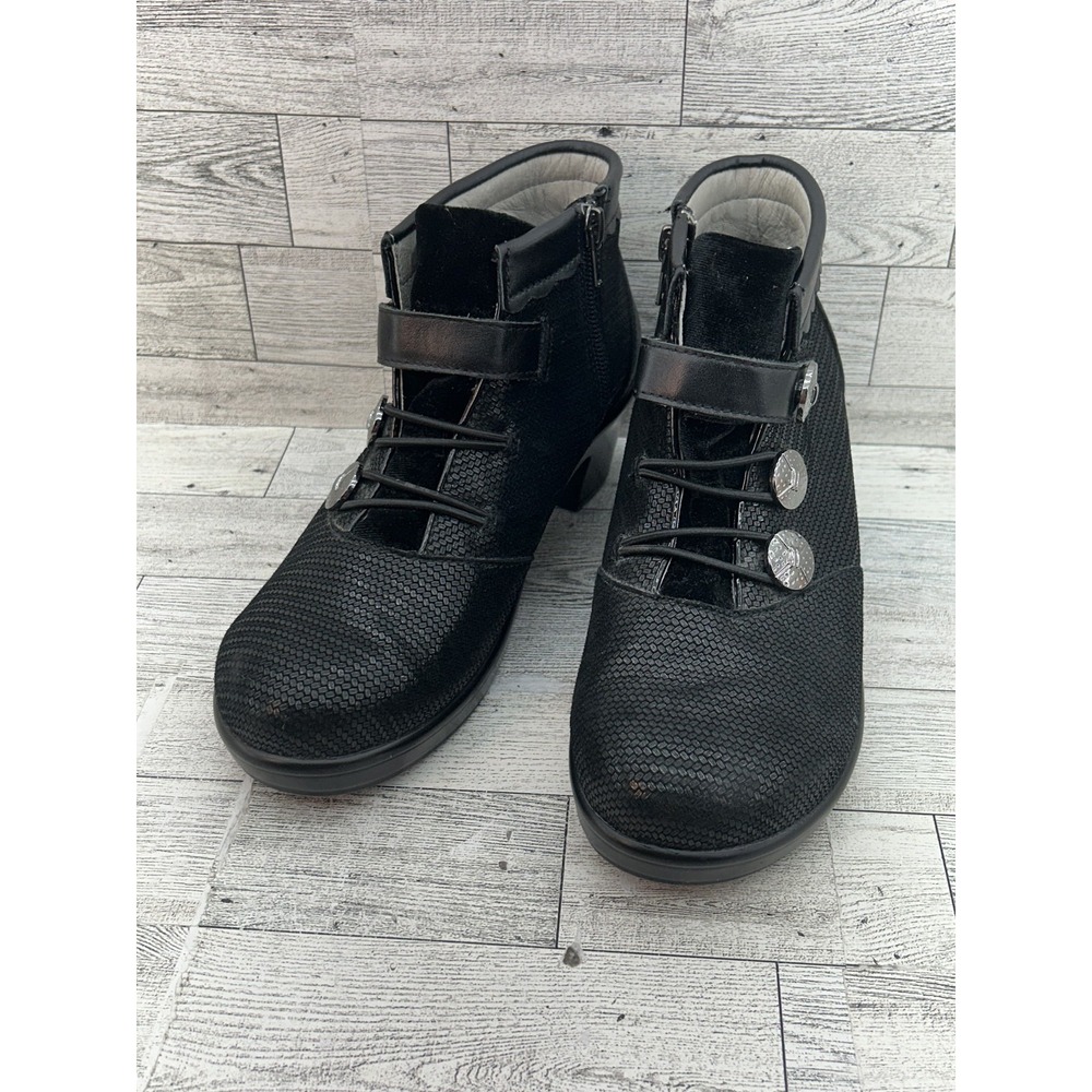 Alegria Ankle Boots Womens Size 36 Black Textured Leather HEI-870 Comfort Shoes